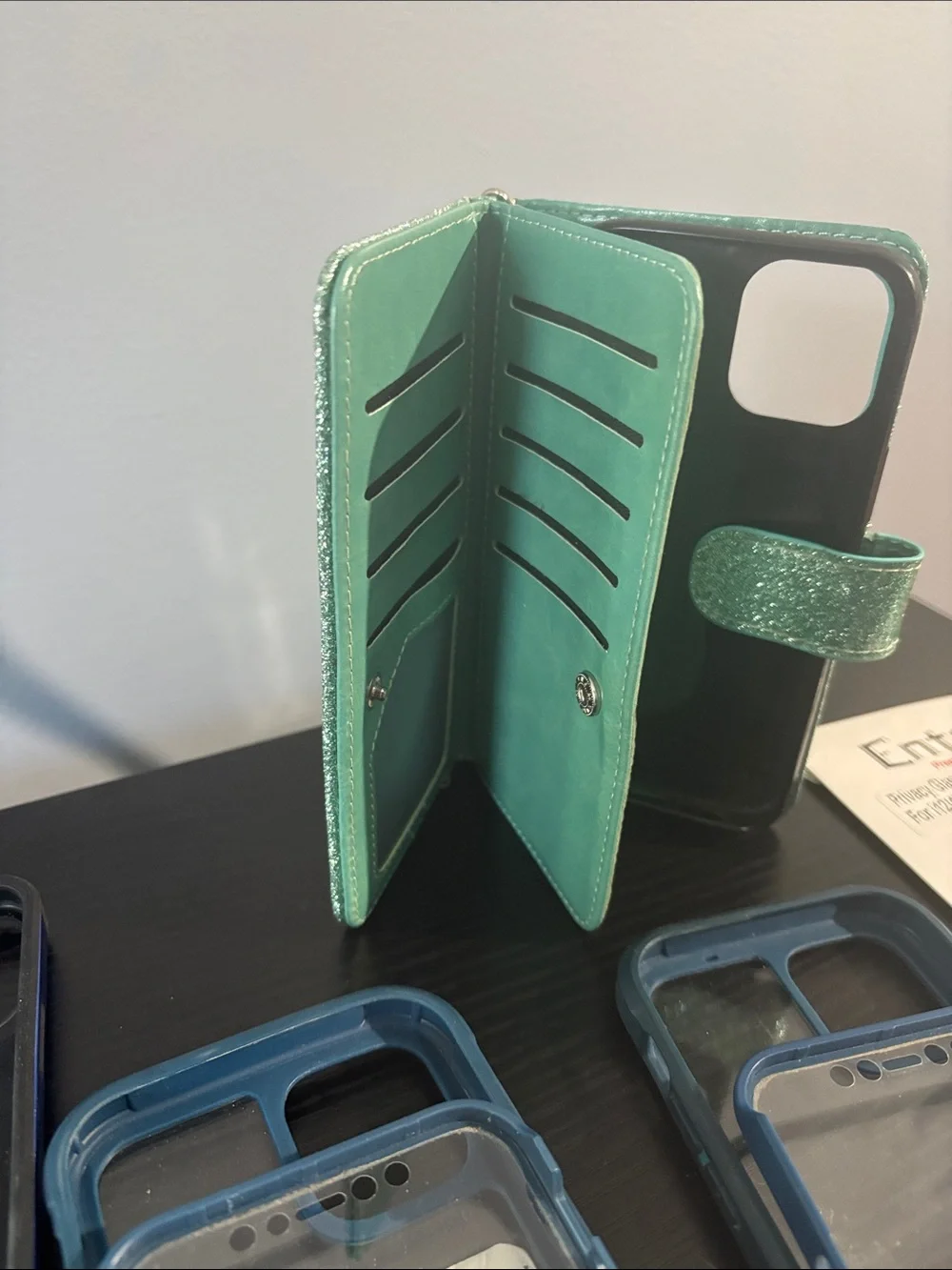 entro Green Folio Wallet Phone Case with Card Slots